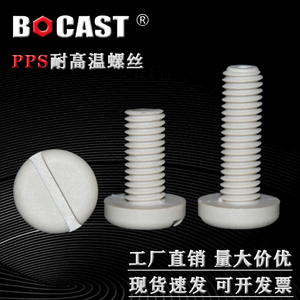 PPS高强度阻燃耐高温M3-M8一字圆头塑料螺丝 开槽盘头塑胶螺钉