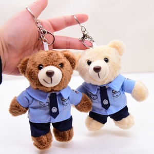 警察小熊公仔毛绒玩具钥匙扣泰迪熊小挂件书包挂件情侣玩偶交警熊