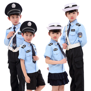 儿童警服警察服套装表演服男女孩警官服小交警小军装演出警装制服