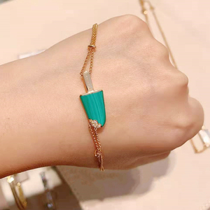 代购bvlgari/宝格丽手链 白贝母 冰淇淋 18k玫瑰金 镶钻 双链手环