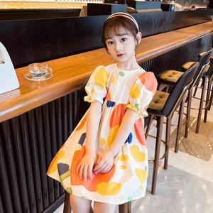 女童连衣裙夏装2024新款儿童韩版短袖小女孩韩版夏季花色公主裙子