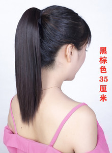 绑带式直马尾短直发中长款女士直碎发马尾辫抓夹长直假发马尾扎发