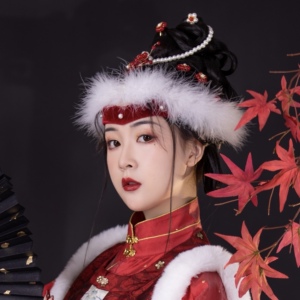 卧兔抹额红楼梦卧兔儿昭君套毛毛抹额发套汉服古风配饰品明制冬