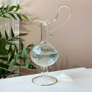雕花玻璃小花瓶法式装饰摆件高级感设计中古复古异形透明艺术花器
