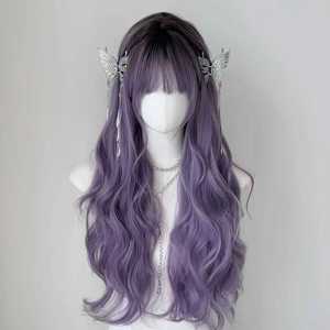 【紫藤花】假发女长发紫色全头套式cos整顶大波浪长卷发仿真人发