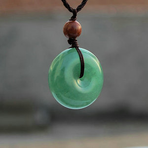 天然东陵玉平安扣吊坠冬陵玉满绿色挂件男女款玉扣玉坠子水晶玉佩