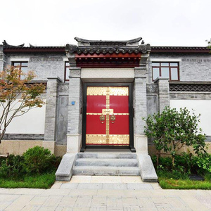 老榆木大门别墅庭院门四合院围墙大门乡村民宿农庄进户门定制木1