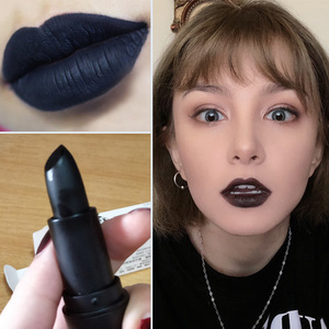 找我雅文淘宝黑紫烂番茄色中毒色红棕暗黑系口红黑色吸血鬼樱桃唇釉