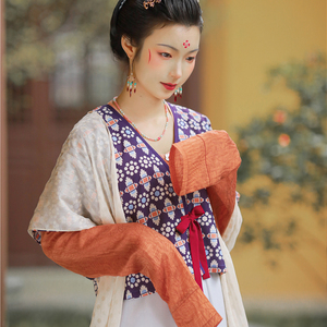 杉水集汉服 | 阿奴 复原款唐制汉服武周短袖衫半袖原创三裥裙圆领