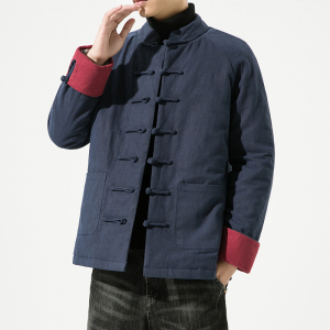 中国风男装棉麻唐装棉服冬季外套中式复古风中山装棉袄禅服汉服男