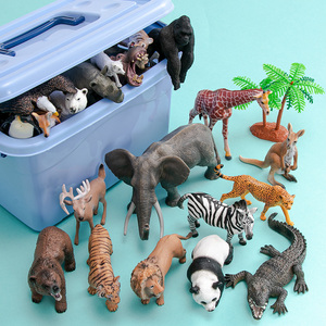 仿真动物玩具模型套装儿童野生动物园老虎狮子大象鳄鱼熊猫摆件