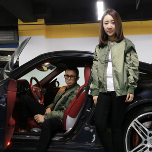 【萝卜合作社】陈震李佳同款 墨绿色飞行夹克百搭拉链棒球情侣外