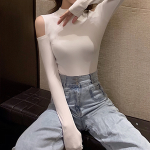 半露肩上衣女韩版