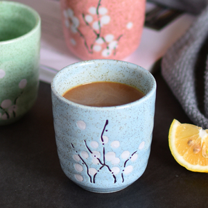 日式和风陶瓷水杯复古手绘梅花小杯子创意功夫茶具家用餐厅泡茶杯
