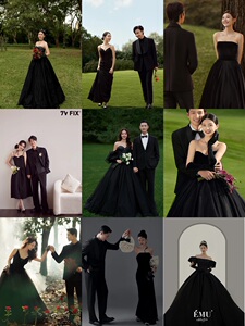 轻婚纱礼服小黑裙赫本风气质法式影楼主题服装拍照摄影艺术照黑色