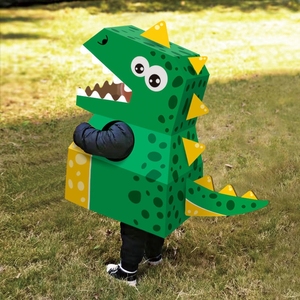 幼儿园手工恐龙纸箱可穿戴服装亲子互动diy制作材料套头纸板玩具