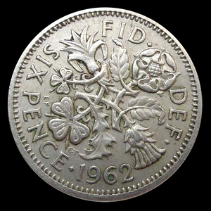 包邮 英国6便士幸运币lucky coin19.3mm欧洲外国硬币钱币外币真品