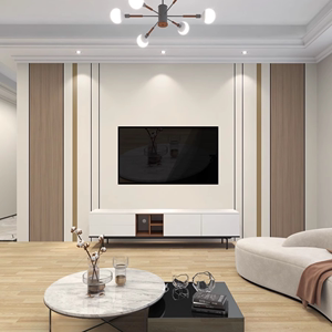 现代简约线条竹木纤维集成板轻奢电视背景墙扣板卧室沙发碳晶板
