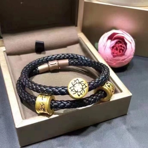 黄金999足金刺青信念力量守护3d硬金联名周生生转运珠手链男女
