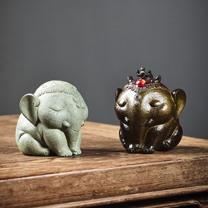 大象茶宠摆件精品冲水可养变色茶道茶桌可爱茶玩高端高档招财动物