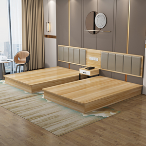 永鸿居淘宝实木酒店榻榻米床箱宾馆标间家具架子床无床头排骨架现代