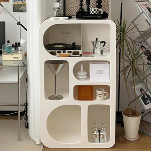 北欧落地格子洞穴柜客厅不规则收纳柜拱形立式书柜多层展示置物架