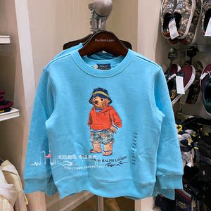 纽约跑跑 童装polo/拉夫劳伦 新款男童度假小熊图案休闲圆领卫衣
