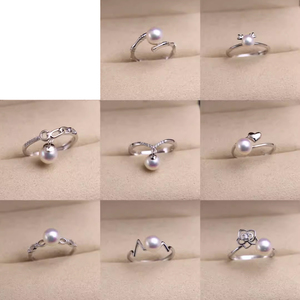 DIY饰品配件 S925银戒指开口可调节指圈 珍珠半成品空托女指环