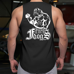 肌肉健身狗棉质修身背心运动休闲跑步篮球夏无袖撸铁训练坎袖t恤