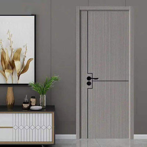 北欧木门轻奢简约风格免漆金属条卧室门套装门现代中式室内门