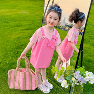 女童可爱连衣裙夏季2洋气儿童小裙子3时髦1-4岁女宝宝背带裙套装5