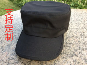 新款黑色保安平顶保安物业帽子夏季男女网眼鸭舌帽平顶帽子包邮