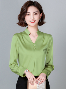 丝质衬衫女杏色