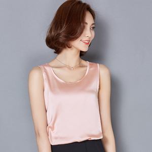 丝绸缎面真丝吊带背心女外穿秋韩版宽松显瘦内搭打底无袖上衣大码