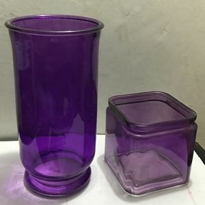 紫色透明玻璃花瓶圆柱形富贵竹花束方形绿萝水优惠促销中
