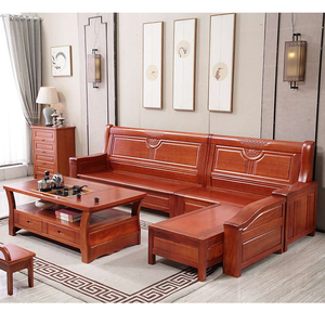 金丝海棠木反盖储物组合现代中式客厅全实木带贵妃实木沙发包邮