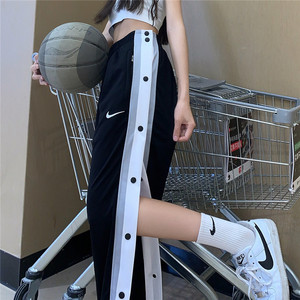 nike耐克排扣裤篮球全开扣夏季薄款运动宽松束脚学生长裤男女同款