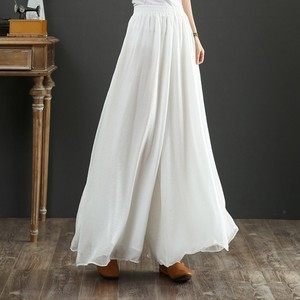 新中式白色超大摆雪纺仙女裤夏季薄款禅意风复古休闲文艺宽腿裤裙