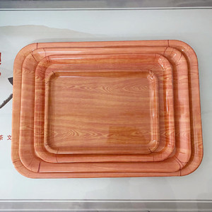 雅欣美耐皿密胺仿瓷餐具仿木纹圆角长方形托盘面包盘烘培托盘茶盘