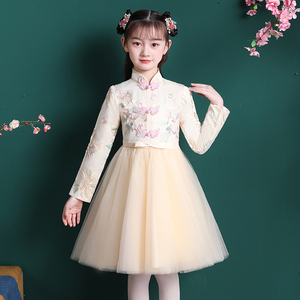 童装女童汉服旗袍公主裙秋款儿童秋季连衣裙秋装女孩洋气裙子秋冬