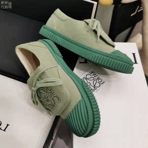 loewe/罗意威 女士饼干鞋翻盖帆布鞋刺绣字母logo平底运动鞋女鞋