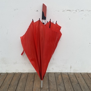 创意红色四方形半自动长柄伞雨伞铝合金纤维防风伞成人学生男女
