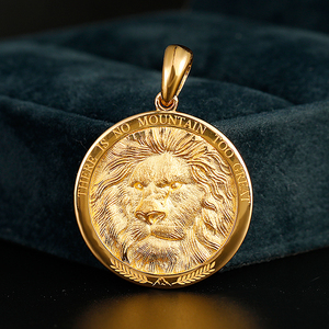 没有征服不了的高山 狮子王头像黄金小吊坠18k金铂金足金项链挂件