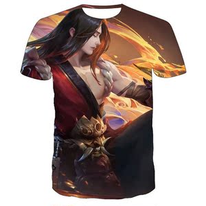 荣耀王者人物衣服男套装橘右京修罗短袖t恤夏女中学生宿舍服半袖