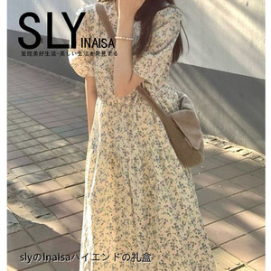 日本代购夏季新款雪纺碎花连衣裙子茶歇法式长裙女高级设计感裙子