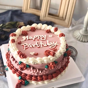 网红ins风创意定制韩式文艺复古水果生日蛋糕男女长沙同城配送店