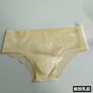 纯天然乳胶男士内衣内裤三角裤低腰性感透明光滑手工定做定制