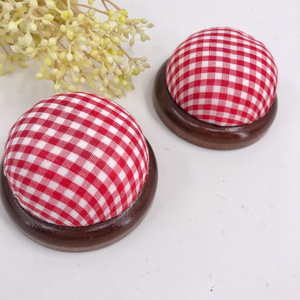 咖啡色木底座插针垫娃衣制作十字绣工具 大头针收纳针垫子