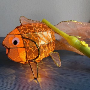 中秋新年元宵儿童礼物手提灯笼led发光迷你金鱼花灯手工定制橙色