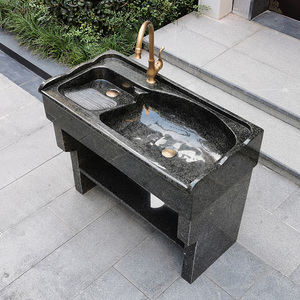 大理石洗衣池带搓板阳台家用石头花岗岩庭院水池台盆户外一体水槽